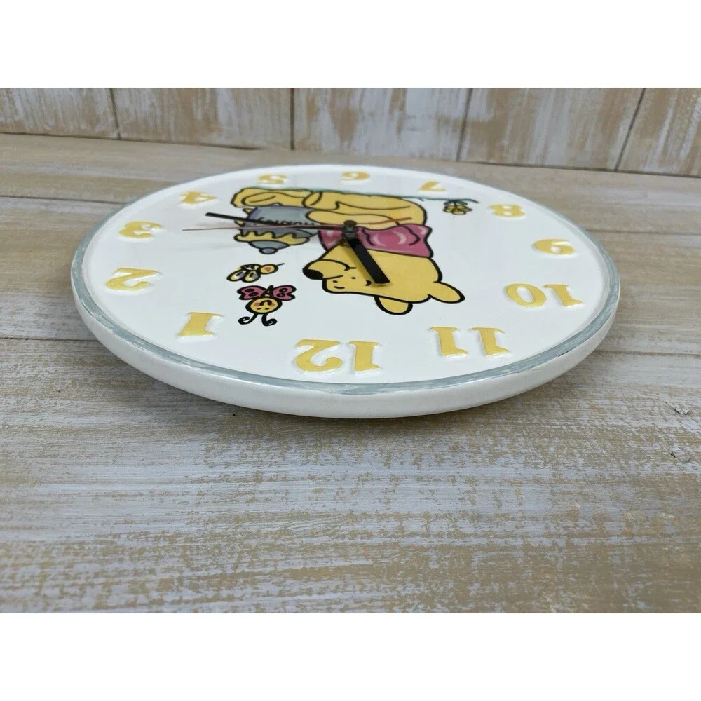 Vintage Disney Winnie the Pooh 10” Ceramic Wall Clock Working Made in Taiwan